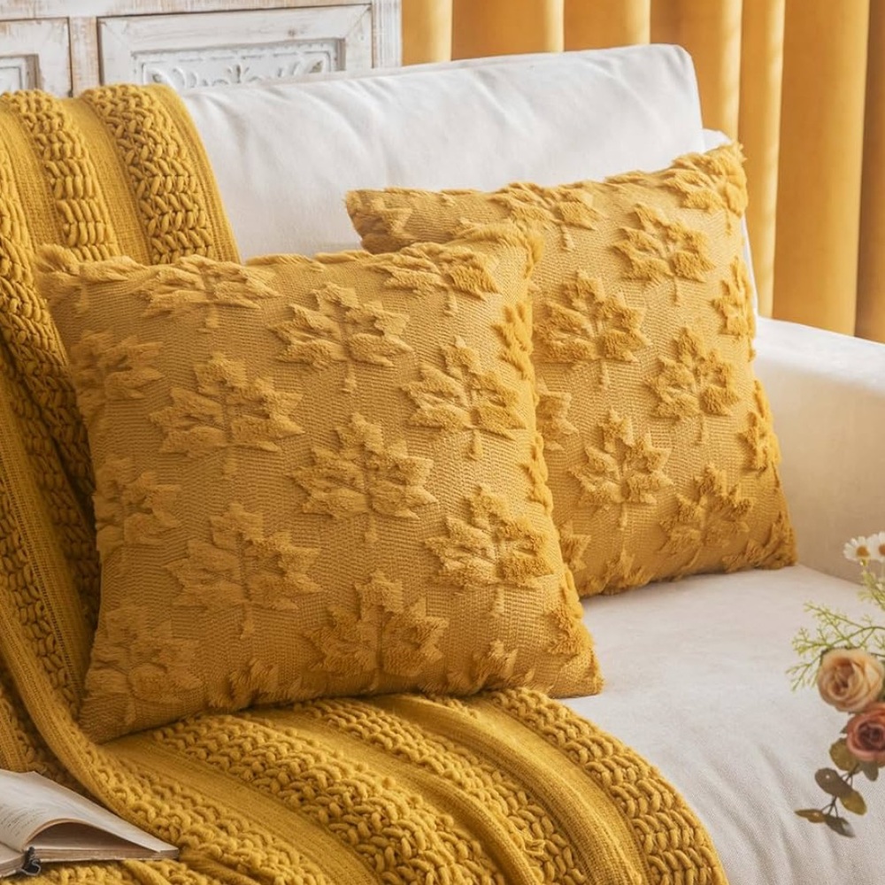 Set of 2 leaves 🍁 Fall Decorative Throw Pillow Covers 18"x18"